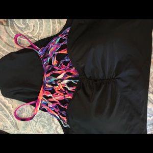 Womans plus size one piece black swimsuit